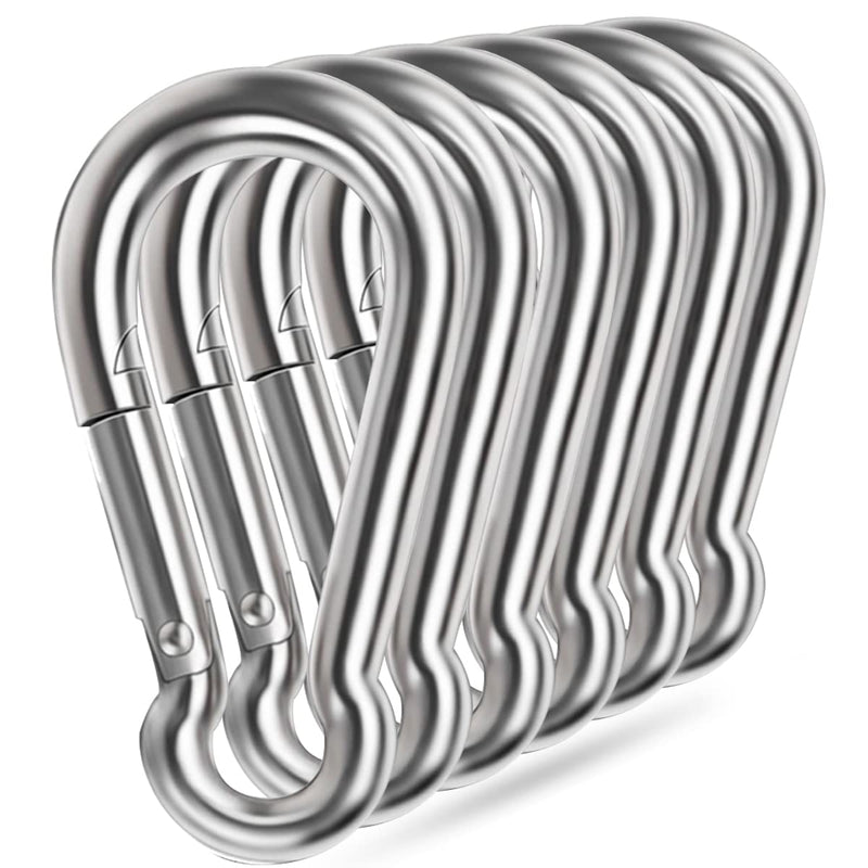 5 Inch 4 Inch Large Spring Snap Hooks, Ekunbuy Heavy Duty Rope Connector 304 Stainless Steel Hook Spring Clips Link Buckle 1/2 3/8 Clip for Hammock Swing Outdoor Travel 5.5 Inch-6 PCS