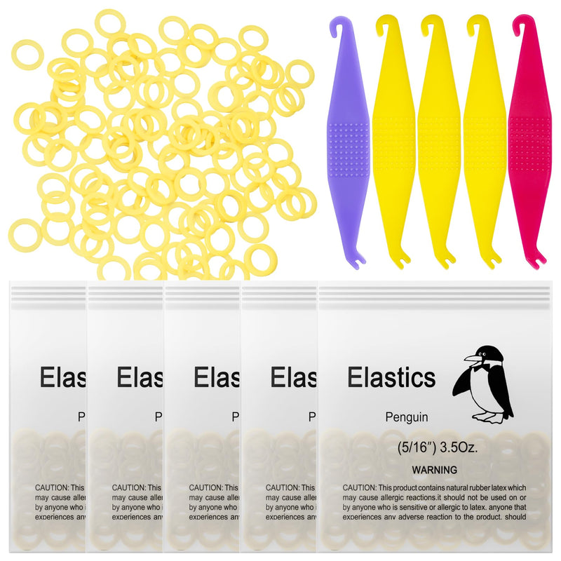 500 Pcs Orthodontic Elastic Rubber Bands, 3.5 Ounces Heavy Dental Rubber Traction Bands, Free Elastic Placer for Braces (5/16",Penguin) 5/16",Penguin