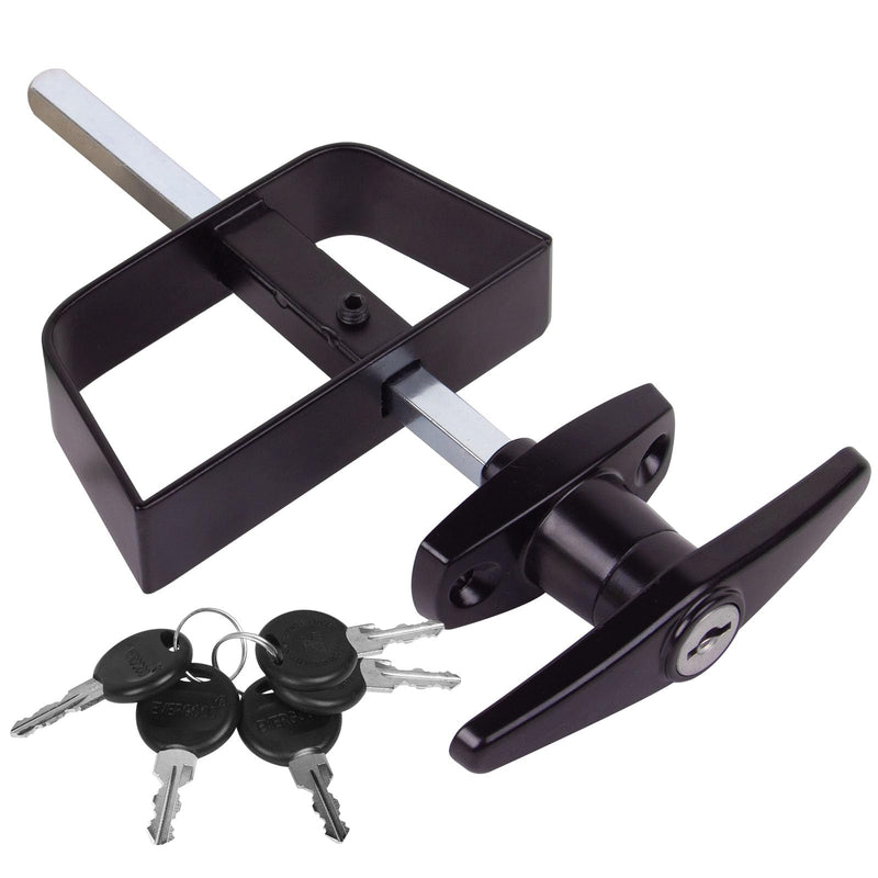 Shed Door Latch T-Handle Lock Kit with 5 Keys EFFIBUILD 4.5" Stem Storage Barn Shed Door Hardware Lock Set for Playhouses, Chicken Coops,Camper Black 4½ T-Handle Kit
