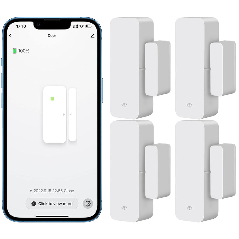 WiFi Door Sensor, Tuya Smart Door Window Sensor,Wireless Window Sensor Real-time Alarm Compatible with Alexa Google Assistant,Home Security Door Open Contact Sensor for Business Burglar Alert (4 Pack) 4 Pack