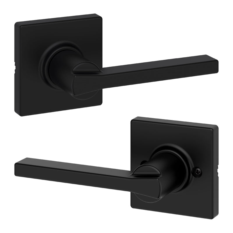 Kwikset Casey Interior Passage Door Handle, Lever For Closet and Hallway Doors, Reversible Non-Locking Handle Lever, Matte Black , with Microban Protection 1 Pack