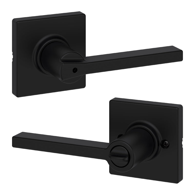 Kwikset Casey Interior Privacy Door Handle with Lock, Door Lever For Bathroom and Bedroom, Matte Black Reversible Keyless Turn Lock, with Microban Protection 1 Pack