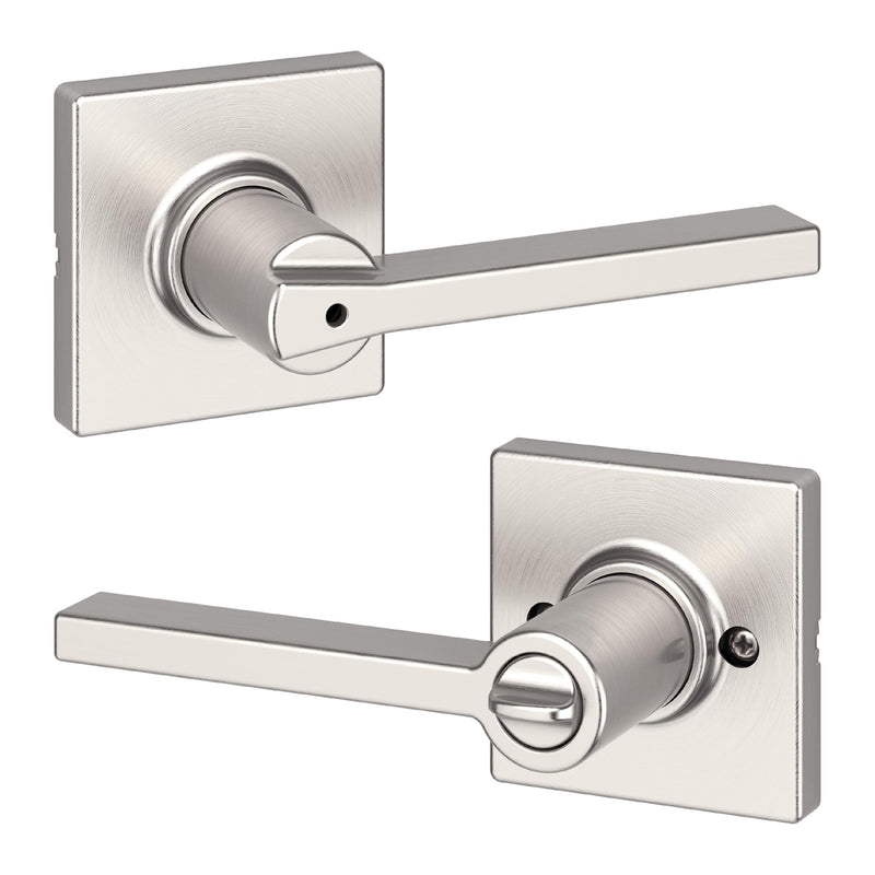 Kwikset Casey Interior Privacy Door Handle with Lock, Door Lever For Bathroom and Bedroom, Satin Nickel Reversible Keyless Turn Lock, with Microban Protection 1 Pack