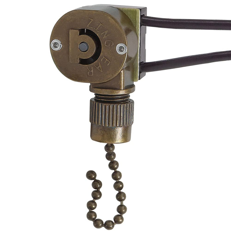 Ceiling Fan Light Switch Metal Zing Ear ZE-109M,Two-Wire ON-Off Pull Chain Switch, Compatible with Hunter Ceiling Fan Light (Bronze) Bronze