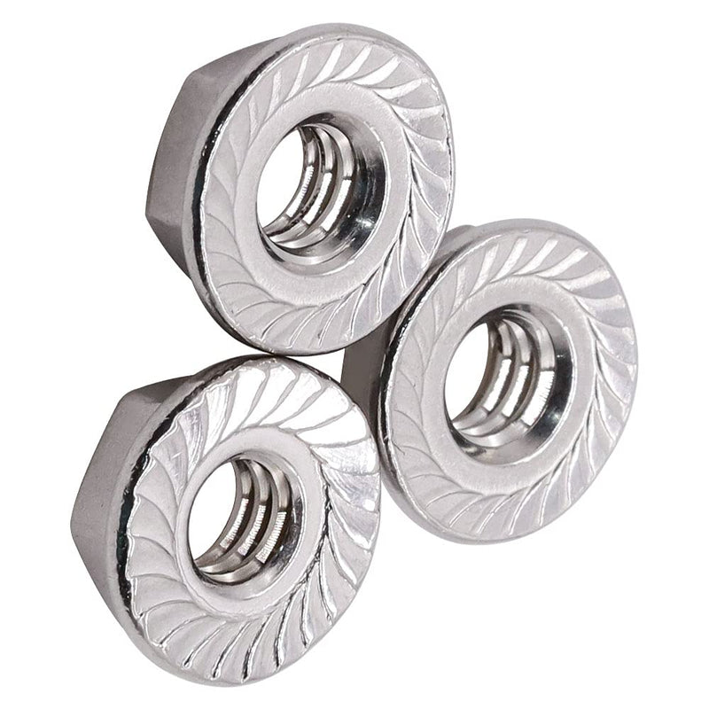 Glvaner 1/4"-20 Thread Size Stainless Steel Serrated Flange Hex Nuts Locknuts 304 Stainless Steel 18-8 50 Pack