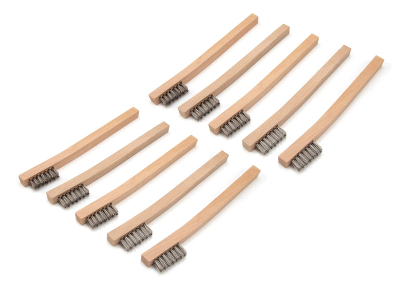 Steelman Stainless Steel 1200-Bristle Count Wire Brush for Mechanics and Painters, Removes Rust and Paint from Metals, Wood Handle, 10 Pack 1200 Bristle Count Wire Brush-10 pack