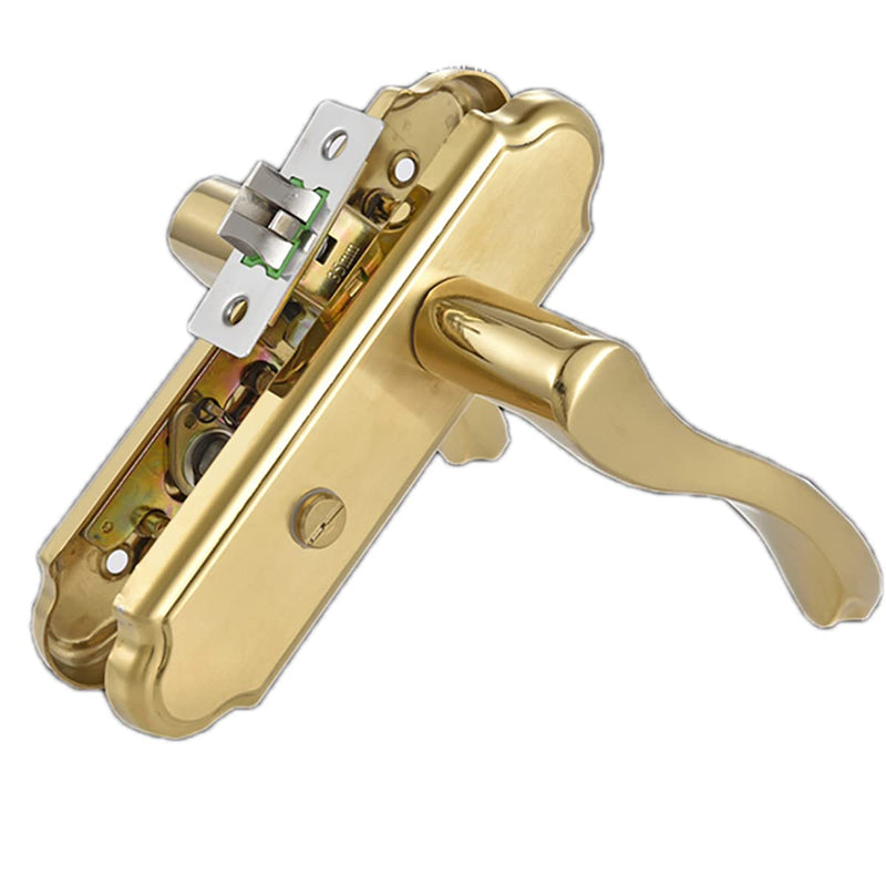 Stainless Steel Door Levers, Interior Door Levers Wooden Door Steel Door Iron Door Levers, Hole Center 125mm Scroll Door Handle Knob Locks, Bolt Length 40mm, Gold, 1 Pcs 40 mm