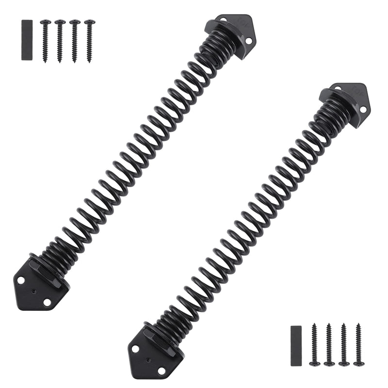HOME MASTER HARDWARE 11" Gate Spring Self Closing Outdoor, Heavy Duty Gate Springs Black,Automatic Gate Closer for Wooden and Vinyl Fence, Adjustable Tension Door Springs to Close Door(Steel,2 Pack) 11 Inch