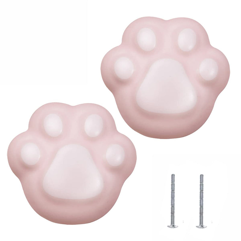 Cabinet Knob, Drawer Pull, Ceramic Handles, Cupboard Knob, Drawer Pull, Ceramic Colorfull Children Handles Cabinet Knob 2PCS (Cat Paw, Pink)