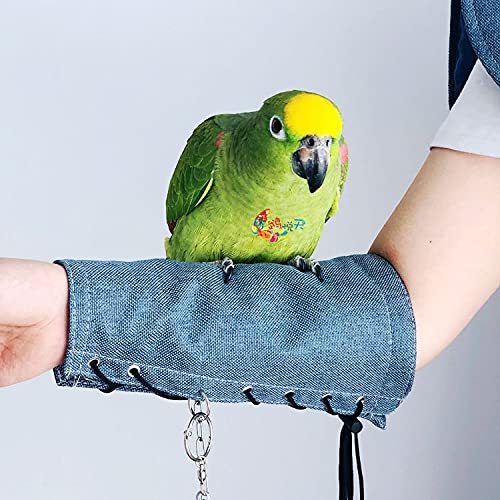 ISMARTEN Parrot Anti-Scratch Arm Protector, Multi-Functional Bird Diaper Flight Suits Pee Pads Diaper Poop Shawl for Small Medium Cockatiel Parakeet Macaw Lovebirds Finches (Arm Protector-Blue) Arm Protector-Blue