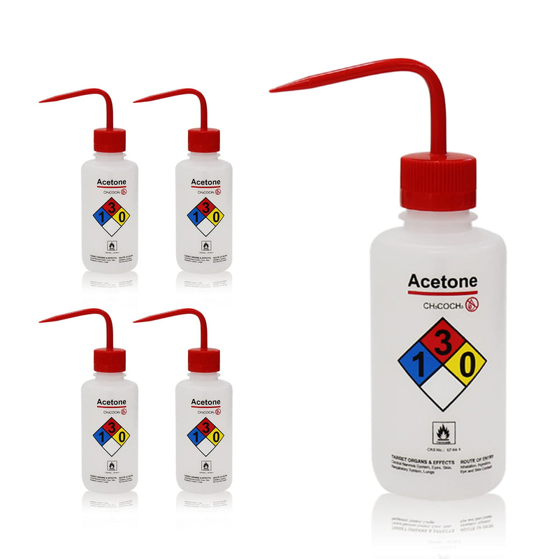 Utile 4pcs of Vol. 17oz (500ml) Acetone Wash Bottles, Narrow Mouth, Self-Venting Safety Squeeze Bottle, LDPE Material with PP Material Closure, 5511.0171.4 4pcs of Acetone Wash Bottles