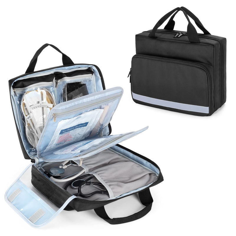 Trunab Utility Nurse Case Padded Stethoscope Case, Hold Two Stethoscopes/BP Cuffs and Nurse Accessories, Small Empty First Aid Bag for Nurses, Doctor, Black (Patent Design)