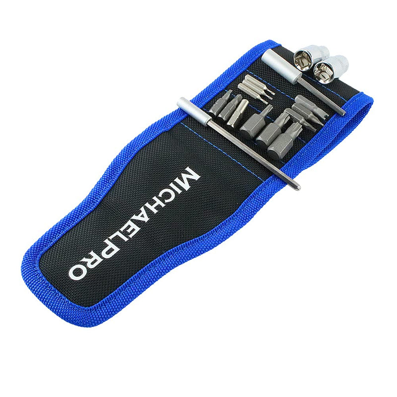 MichaelPro Magnetic Wristband for Screws, Nails and Drill Bits, Tool Belt with 15 Strong Magnets, Easy Hardware Access, Auto Repair & Construction Accessories, Ideal Gift for Men and Women - MP015001