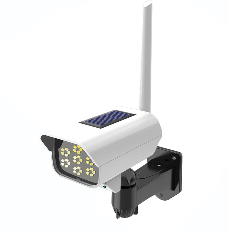 Solar Powered Fake Security Camera, Dummy Simulated CCTV Surveillance System with LED PIR Motion Sensor Detection Light for Indoor Outdoor Home, Office, Shop, Garage No Rmote Control