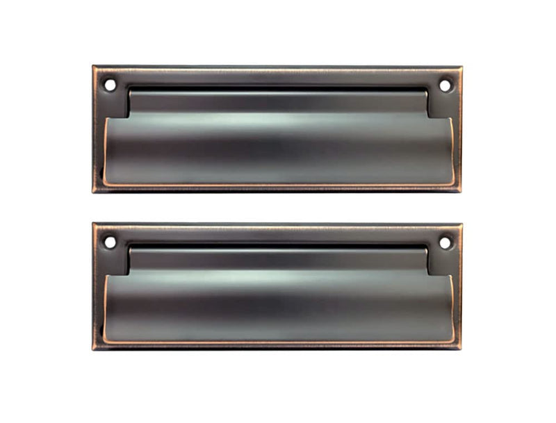 QCAA Solid Brass Mail Slot, with Solid Brass Interior Frame and Solid Brass Back Plate, 8-7/8''X2-7/8", Venetian Bronze, 1 Pack, Made in Taiwan