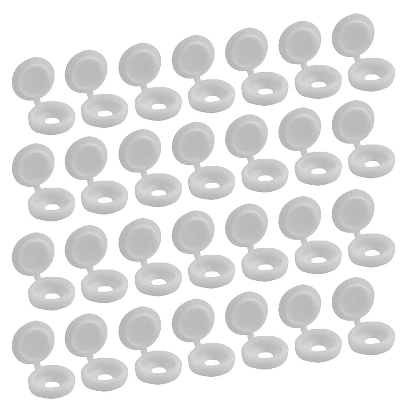 XINGYHENG 400Pcs Plastic Hinged Screw Covers Caps Fold Screw Snap Cap Washer Flip Tops for Furniture Desk Cabinets and Wall (White) 400