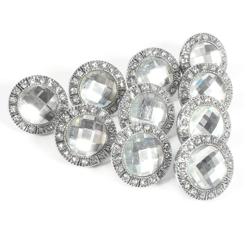 Fdit 10pcs Fashionable Decorative Clear Crystal Drawer Knobs, Shiny Rhinestone Home Bathroom Cupboard Drawer Door Pull Handle Decoration (Silver)