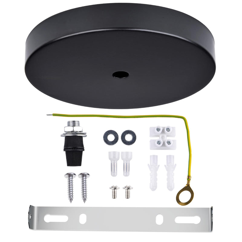 Arturesthome Modern Rewind Ceiling Canopy Kit, Single Hole Ceiling Plate for Pendant Lights or Chandelier Fixture - Black 18cm