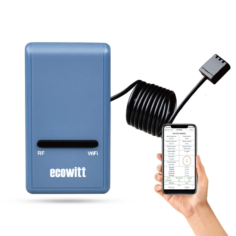 Ecowitt GW1100 Wi-Fi Weather Station Sensor Gateway with Temperature, Humidity and Atmospheric Pressure 3-in-1 Probe Sensor(1X GW1100 WiFi Gateway) GW1100BU