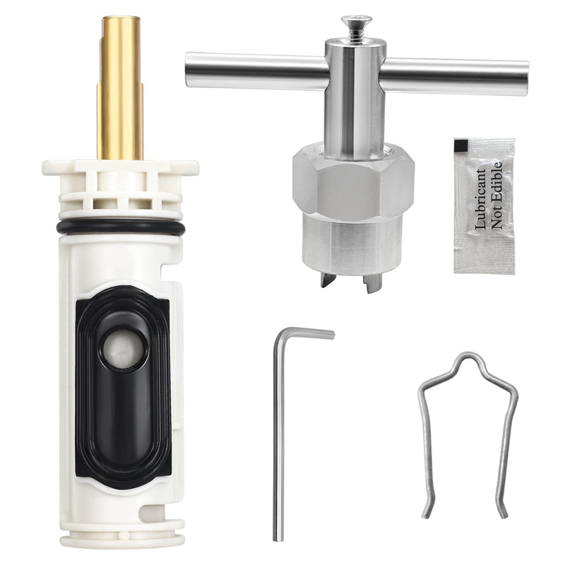 Shower Cartridge for 1222 & 1222B, with Puller and Retainer Clip, Bath Valve Replacement Tub Shower Parts Repair Kit, One Handle Bathtub Faucet Rebuild Kit with Removal Tool Cartridge + Puller
