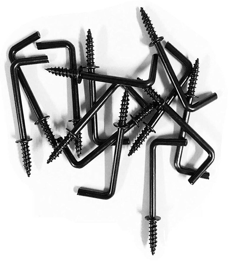 2 Inch 1 Shape Screw Hooks L Shape Hooks 7 Shape Hooks Black (20 Pack)
