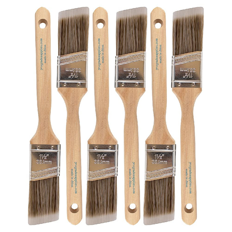 Vermeer Paint Brushes - 6-Pack - 1.5" Angle Sash Brushes for All Latex and Oil Paints & Stains - Home Improvement - Interior & Exterior Use