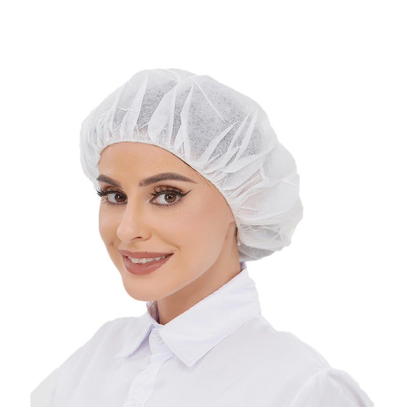 Hair Nets Disposable Bouffant Caps for Food Service Beauty Home Cleaning Extra Large White and Black 24 Inch_100 PCS