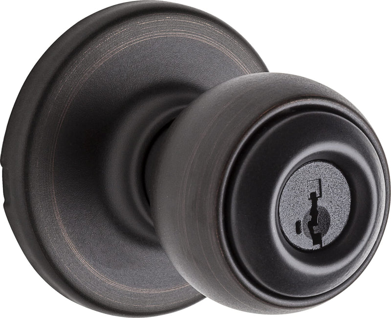 Kwikset Polo Entry Door Knob with Lock and Key, Secure Keyed Handle Exterior Doorknob, Front Entrance and Bedroom, Venetian Bronze, Pick Resistant SmartKey Rekey Security Entry with Smartkey