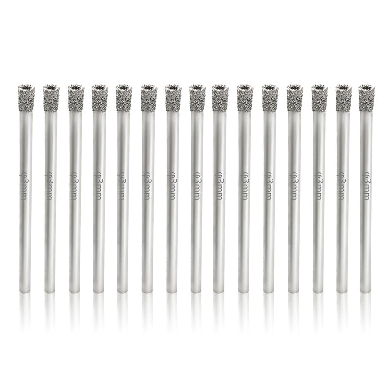 1/8" / 3mm Diamond Hole Saw Drill Bits, Glass Hole Saw Tile Hole Saw Suitable for Ceramic Glass Tile Porcelain Marble - Pack of 15 3mm | 1/8"