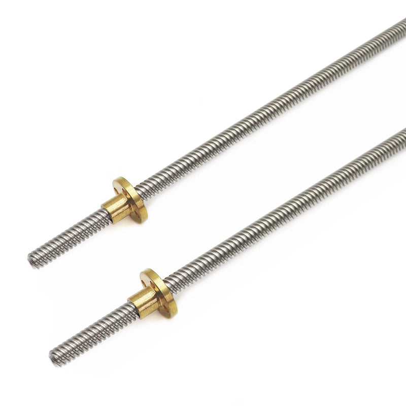 2pcs 200mm Tr8X8 Lead Screw with T8 Brass Nut for 3D Printer Machine Z Axis(Acme Thread, 2mm Pitch, 4 Start, 8mm Lead)