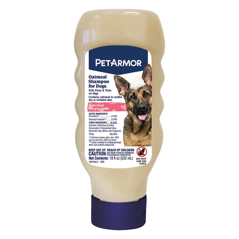 PetArmor Flea & Tick Protection Oatmeal Shampoo for Dogs, Hawaiian Ginger Scent, 18 oz Hawian Ginger Shampoo 18oz - PawsPlanet Australia