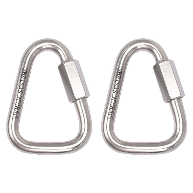 SHONAN 2.9 Inch Delta Quick Link Large Stainless Steel Triangle Quick Links Heavy Duty Triangle Carabiners Marine Grade, 2 Pack, 1535 Lbs Capacity 2.9 Inch, 2 Pack(Marine Grade)
