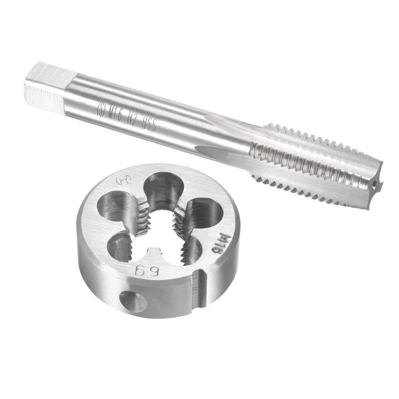 uxcell M16 x 2mm Metric Tap and Die Set, Machine Thread Screw Tap with Round Threading Die, Tap & Die Kit for Nut Screw Bolt Thread Repair