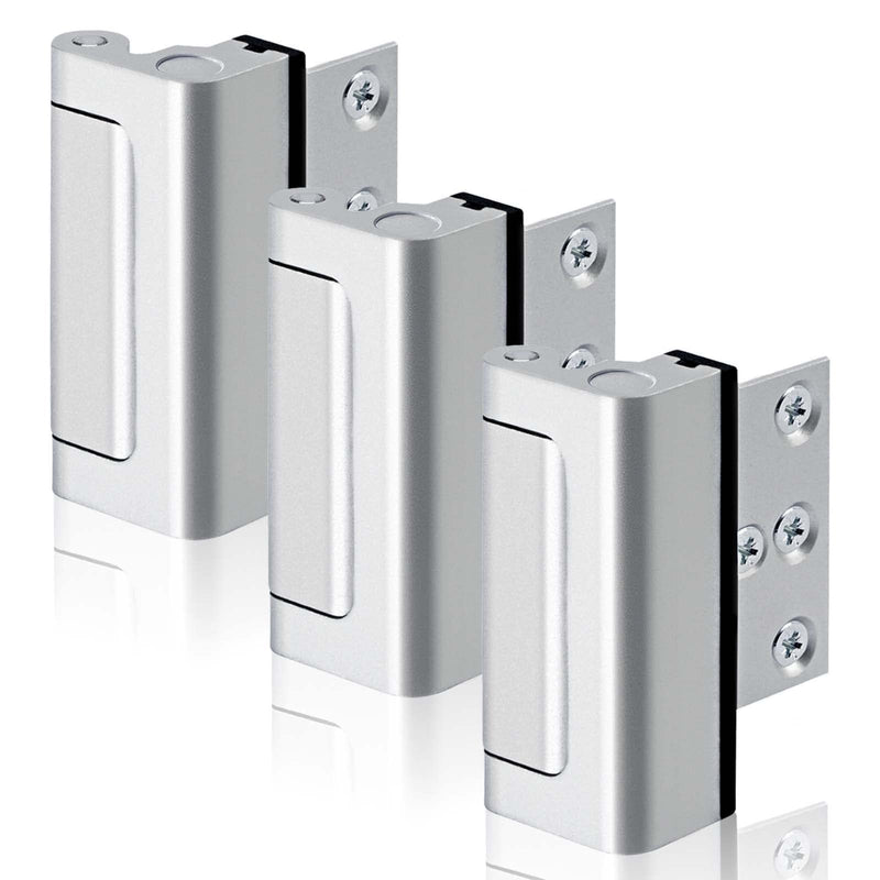 3PACK Home Security Door Reinforcement Lock Childproof, Add High Security to Home Prevent Unauthorized Entry, Aluminum Construction Finish, Silver 3
