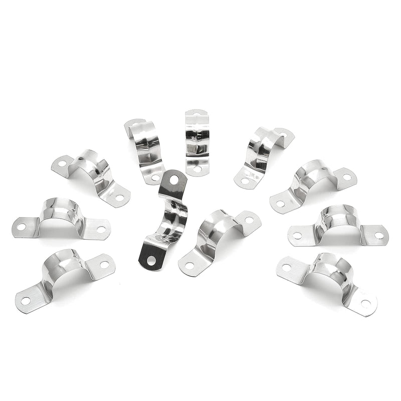 20Pcs 1 Inch Stainless Steel Conduit Clamps, Two Hole Strap U Bracket Rigid Pipe Strap Metal U Clamp Conduit Strap Tension Clips U-tube Clamp Heavy Duty 1" / 25mm