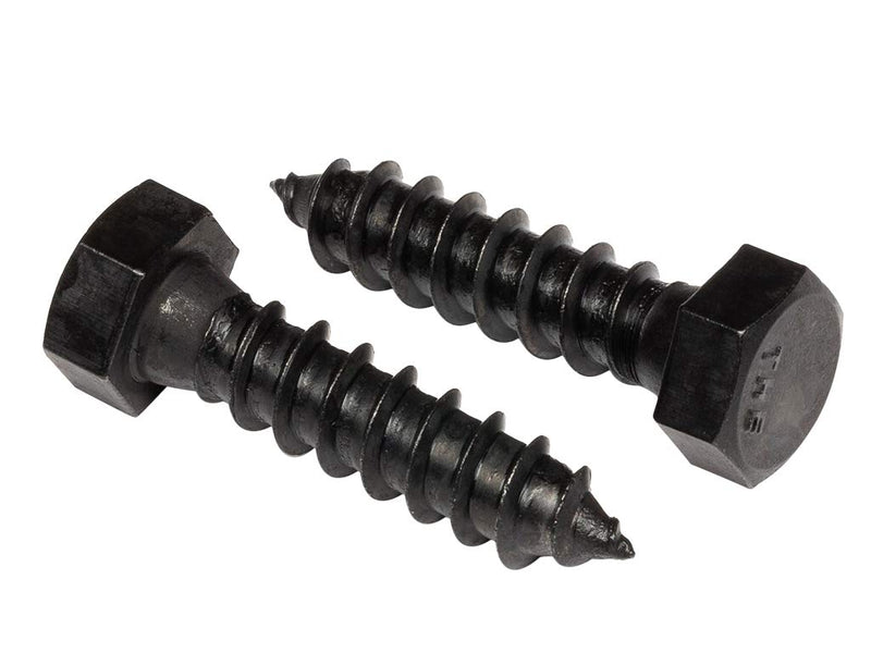 Stainless Steel Black Lag Bolts 3/8" x 1" Hex Lag Screws (10 pcs) 18-8 Stainless Black Oxidized in USA 3/8 x 1 (10 pcs)