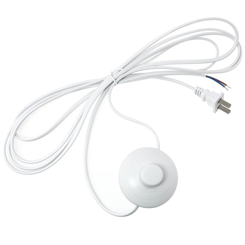 E-outstanding Foot Pedal Push Switch Round Button Inline Lamp Light On-Off Control Footswitch with 1.8m Cable and Wire Plug, White