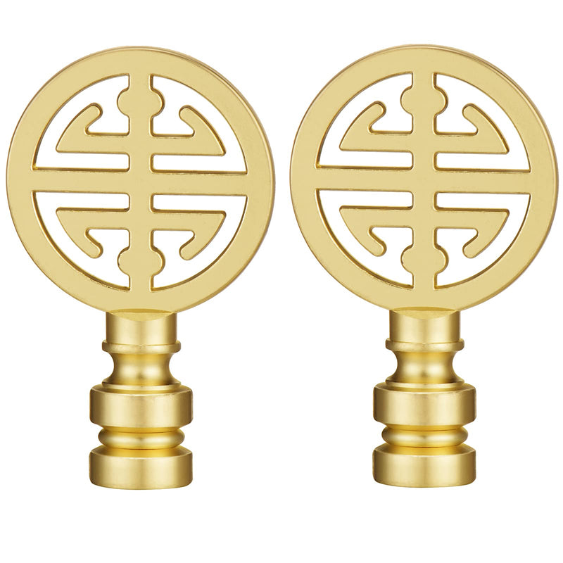 Canomo 2 Packs Oriental Asian Lamp Finial Cap Knob Lamp Decoration for Lamp Shade, Brass, 2.16 Inches