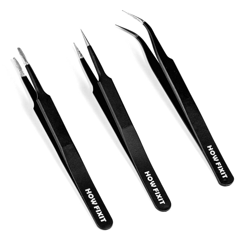 Precision Tweezers Set for Working with Small Parts, Anti-Static, Non-Magnetic, Acid-Proof, Anti-Corrosion, and Indispensable for Repair Electronics and Soldering