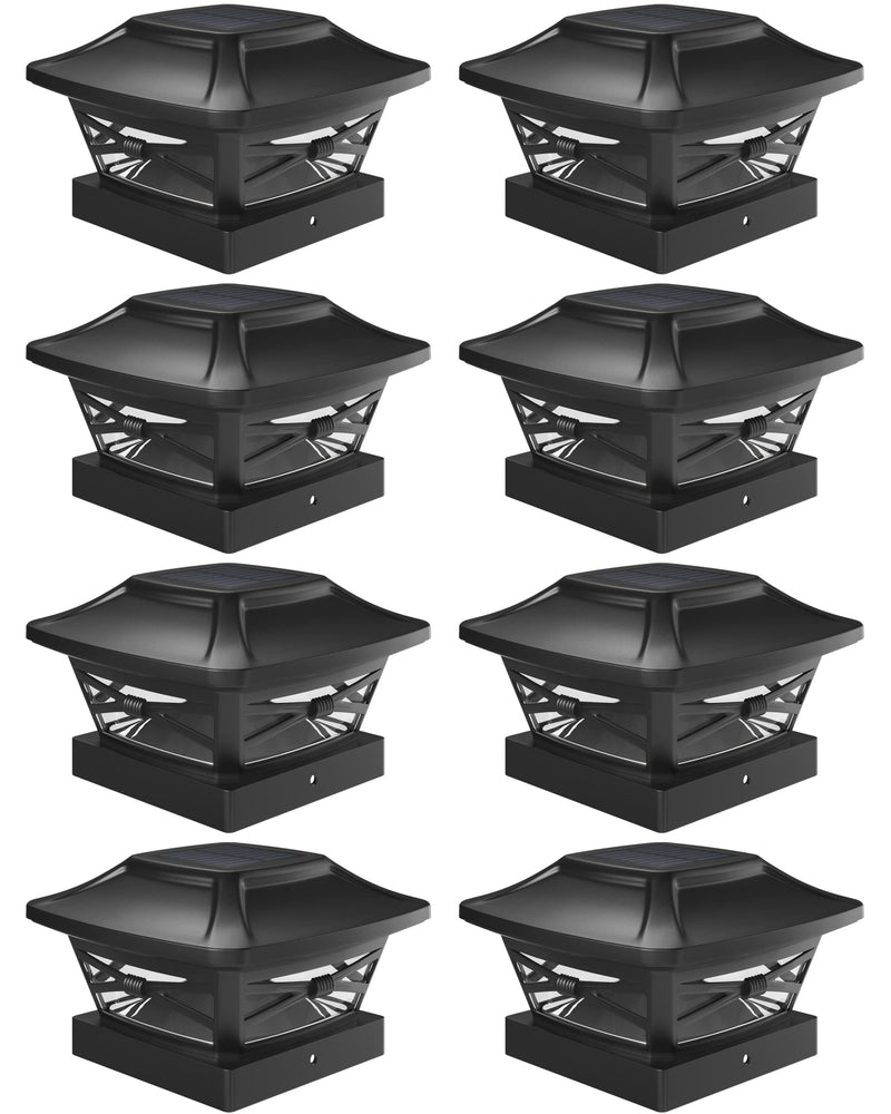 Davinci Lighting Renaissance Solar Outdoor Post Cap Lights - Includes Bases for 4x4 5x5 6x6 Posts - Bright LED Light - Slate Black (8 Pack) 8 Pack