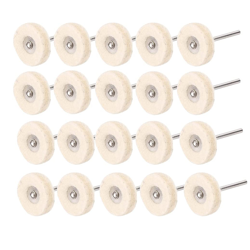 20 Pack Compressed Wool Felt Polishing Wheel 1/8" Mandrel Mounted Wool Buffing Wheel for Rotary Tools 20 Pcs Felt Polishing Wheel