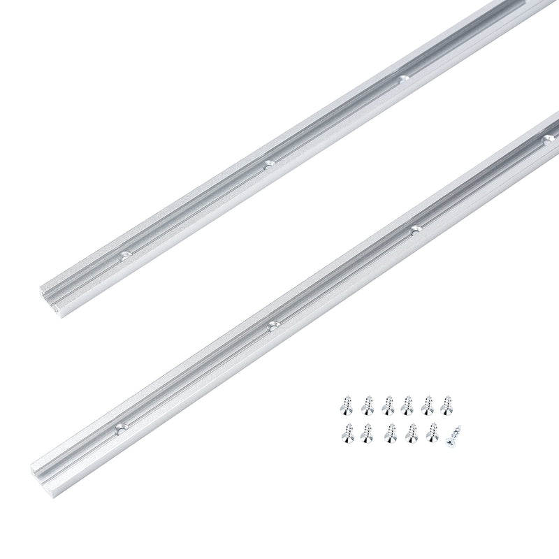 T Track 24" with Wood Screws- Double-Cut Profile Aluminum T-Track with Predrilled Mounting Holes -Woodworking and Clamps-Fine Sandblast Anodized -Silver Color -2 Pack 24" T track ,2pk