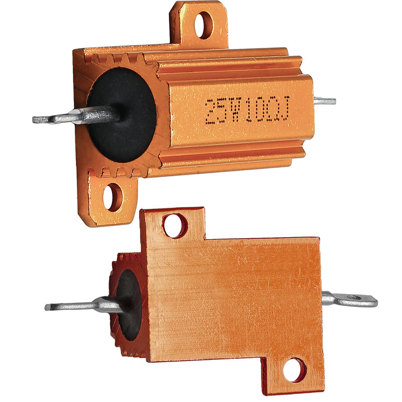 2 Pack Aluminum Case Resistor 25W 10 Ohm Housing Wirewound Resistors, Screw Tap Chassis Mounted Load Resistors Adapters for Ring Video Doorbell