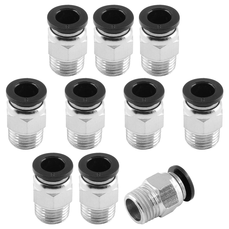 10Pcs Male Straight Push to Connect Fittings 8mm Tube OD x 1/4 inch NPT Thread, Air Push Connect Tool Pneumatic Hose Fittings 8mm x 1/4" NPT (10pcs)