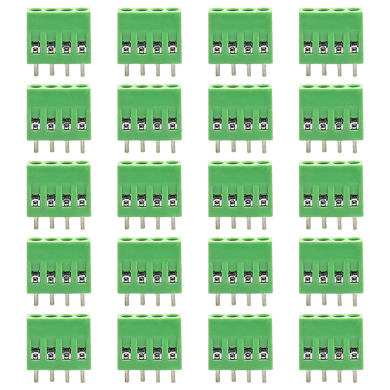 4-Pin 2.54mm Pitch PCB Terminal Block, 150V 6A Mount Screw Terminal Connector (20Pcs) 4 Pin-20 Pcs