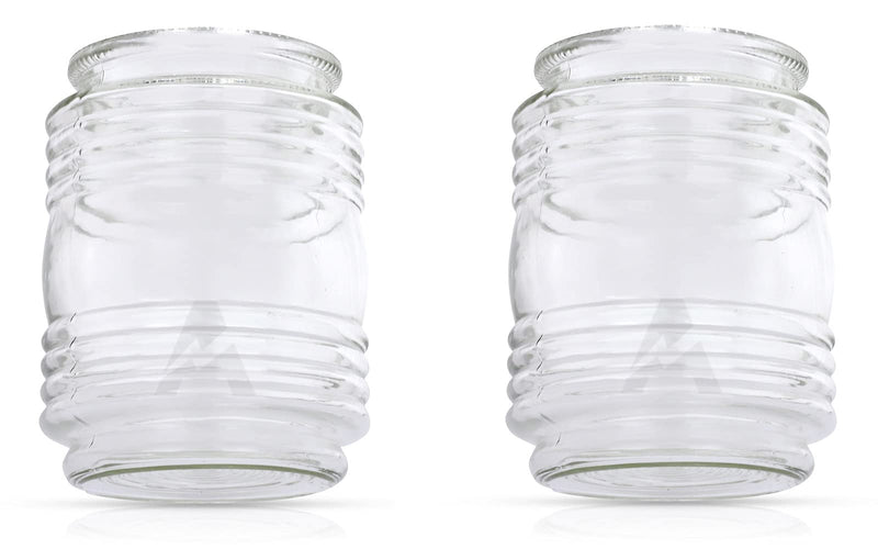 (Pack of 2) Airmont Products AP-10501, 4-1/2" Clear Retro Utility-Type Cylindrical Glass Porch Light Shade, 4-1/2" High x 3-3/4" Wide, 3-1/4" Fitter Style Opening, 2-Pack