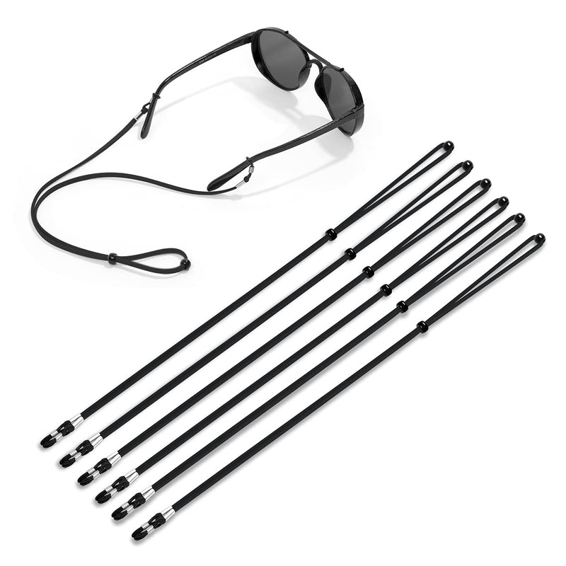 Glasses Strap(6 PCS) Sports Eyeglass Strap,Adjustable Sunglasses Lanyard Neck Holders Cord Retainer for Men Women 6 Pack-black