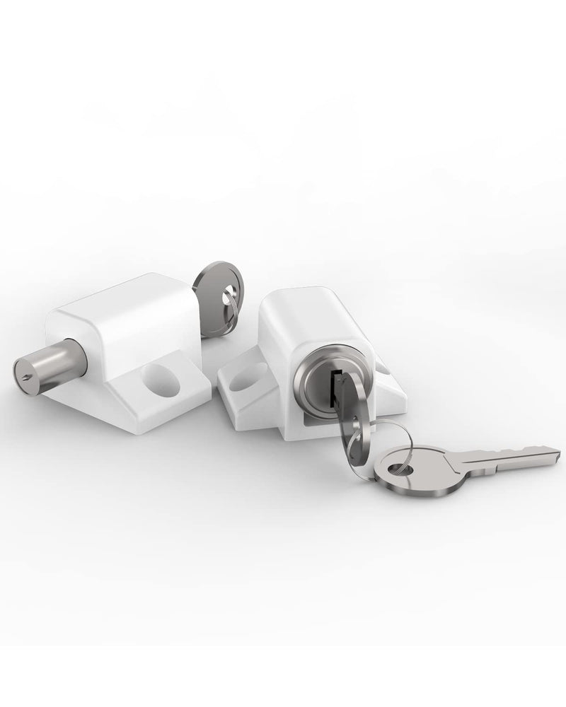 Lock, 2 Pack Sliding Door Window Lock, Push-in Key Lock, Patio Door Locks for Home Office Classroom (White)