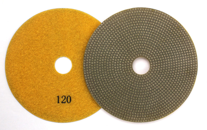 5" Electroplated Diamond Polishing Pads 120 Grit - Wet Dry Sanding Tile Stone Marble Granite Concrete Ceramics Glass Grit-120#