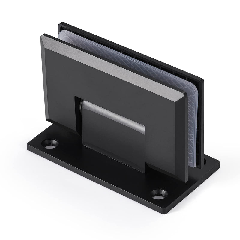 Ranbo 90 Degree Shower Glass Door Hinge, Matte Black, 1 Pack | solid 5mm-thick 304 stainless steel, wall to glass mount, for 5/16"-1/2" (8mm-12mm) thick frameless doors, beveled edge 90-degree glass-to-wall